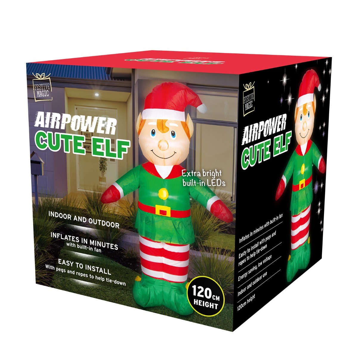 Stockholm 1.2m Christmas Lights Xmas Inflatable Airpower Cute Elf Xmas