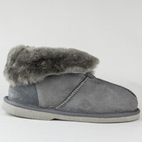 UGG Mallow Slippers, Premium Sheepskin, Rubber Sole - Dark Grey - Au Ladies 7/8 / Au Men 5/6 / Eu 38/39