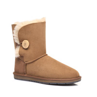UGG Boots Short Button - Premium Australian Sheepskin, Water Resistant, Non-Slip - Chestnut - Au Ladies 11/ Au Men 9/ Eu42