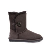 UGG Boots Short Button - Premium Australian Sheepskin, Water Resistant, Non-Slip - Chocolate - Au Ladies 10/ Au Men 8/ Eu41