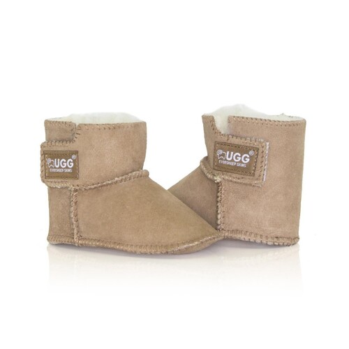 UGG Boots Kids Bootie - Baby Infant Shoes, Premium Australia Sheepskin, No Sole - Chestnut - L