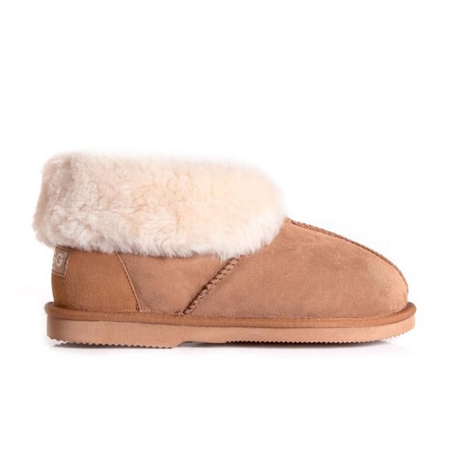 UGG Mallow Slippers, Premium Sheepskin, Rubber Sole - Chestnut - Au Ladies 11/12 / Au Men 9/10 / Eu 42/43