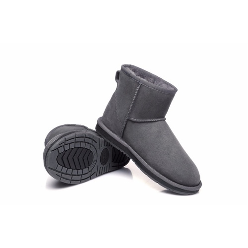 UGG Ankle Boots - Mini Classic Australian Sheepskin, Water Resistant, Non-Slip - Grey - Au Ladies 7/ Au Men 5/ Eu38