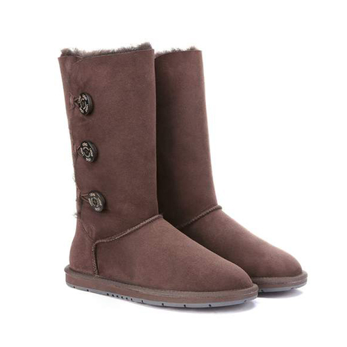 UGG Boots Classic Tall in 3 Button - 100% Premium Australian Sheepskin, Non-Slip - Chocolate - Au Ladies 11/ Au Men 9/ Eu42
