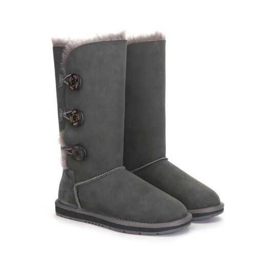 UGG Boots Classic Tall in 3 Button - 100% Premium Australian Sheepskin, Non-Slip - Grey - Au Ladies 10/ Au Men 8/ Eu41
