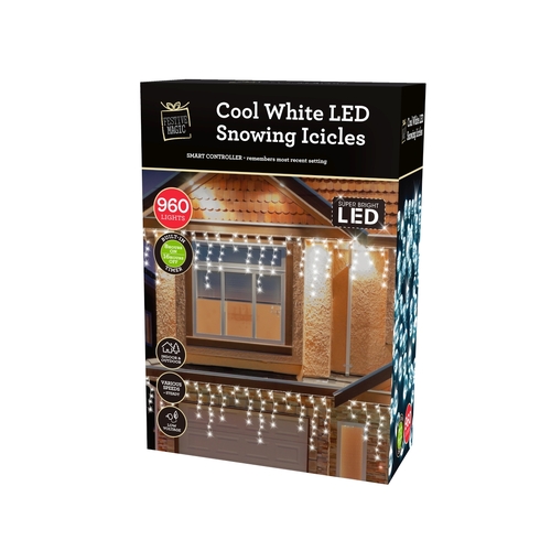 Stockholm Christmas Lights Snowing Icicle 960 LED White with Timer